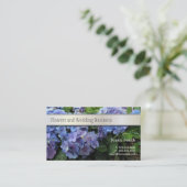 Blue hydrangea flowers business card (Standing Front)