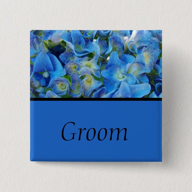 blue hydrangea flowers button (Front)