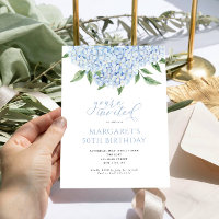 Blue Hydrangea Flowers Calligraphy Birthday