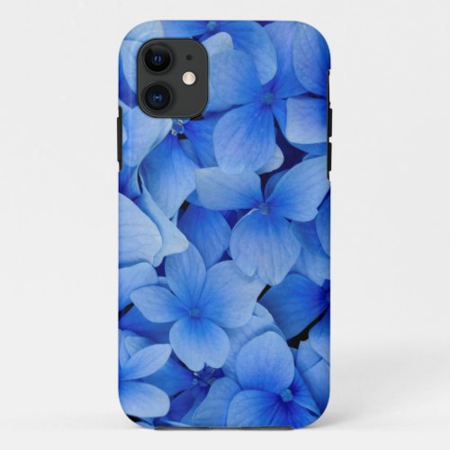 Blue Hydrangea Flowers iPhone 11 Case