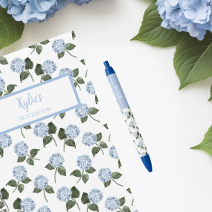 Blue Hydrangea Flowers Custom Name  Pen