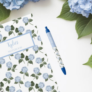 Blue Hydrangea Flowers Custom Name Pen