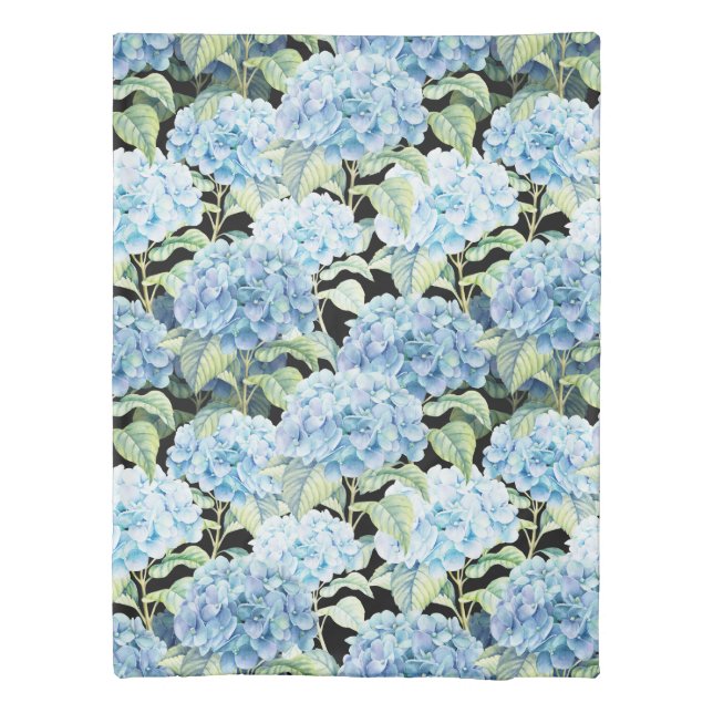 Blue Hydrangea Flowers Duvet Cover (Back)