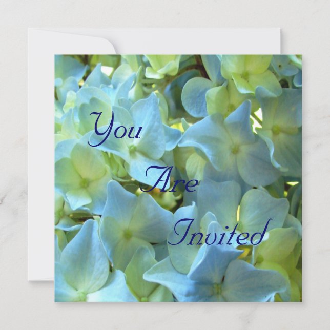 Blue Hydrangea Flowers Floral Flower Photo Invitation (Front)