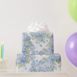 Blue Hydrangea Flowers Floral Gift Bag Wrapping Paper