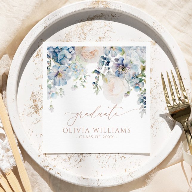 Blue Hydrangea Flowers Graduation Party Napkins (Creator Uploaded)