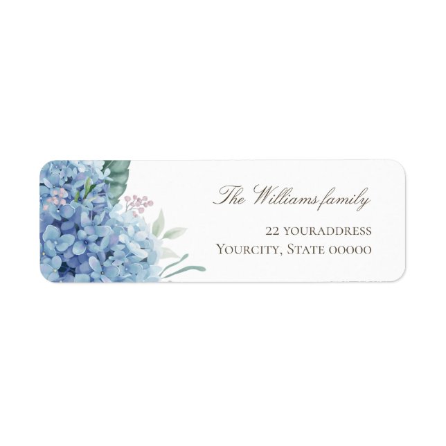 blue hydrangea flowers label (Front)