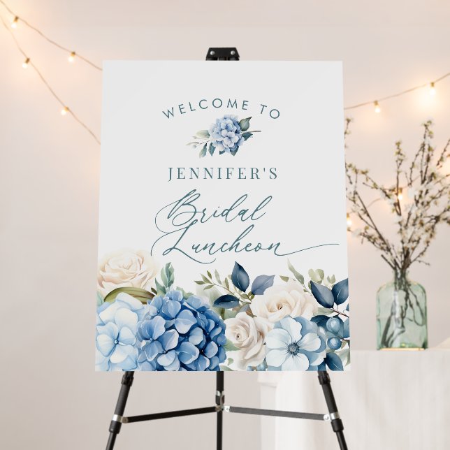 Blue Hydrangea | Flowers Leaves Bridal Luncheon Foam Board (In Situ (Stand))