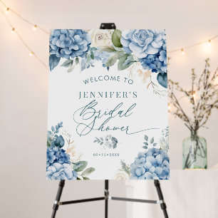 Blue Hydrangea   Flowers Leaves Bridal Shower Sign