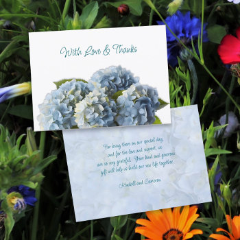 Blue Hydrangea Flowers Love N Thanks Message Card by BlueHyd at Zazzle