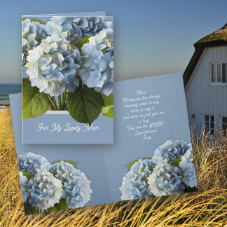 Blue Hydrangea Flowers Mothers Day Message Card