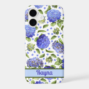 Blue Hydrangea Flowers Pattern Personalized iPhone 17 Case