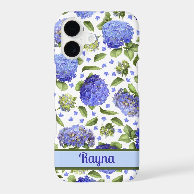 Blue Hydrangea Flowers Pattern Personalized iPhone Case (Back)