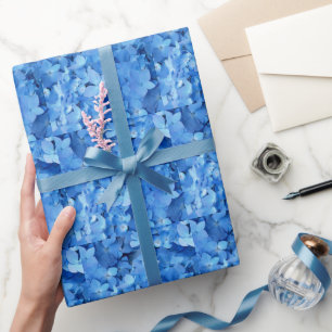 Blue Hydrangea Flowers Patterned Wrapping Paper