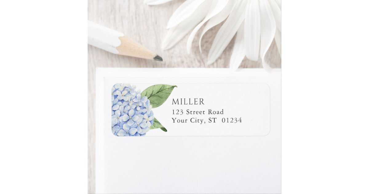 Blue Hydrangea Flowers Personalized Address Label | Zazzle