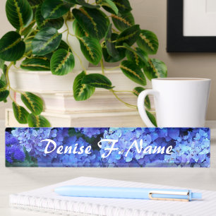 Blue Hydrangea Flowers Personalized Floral Desk Name Plate