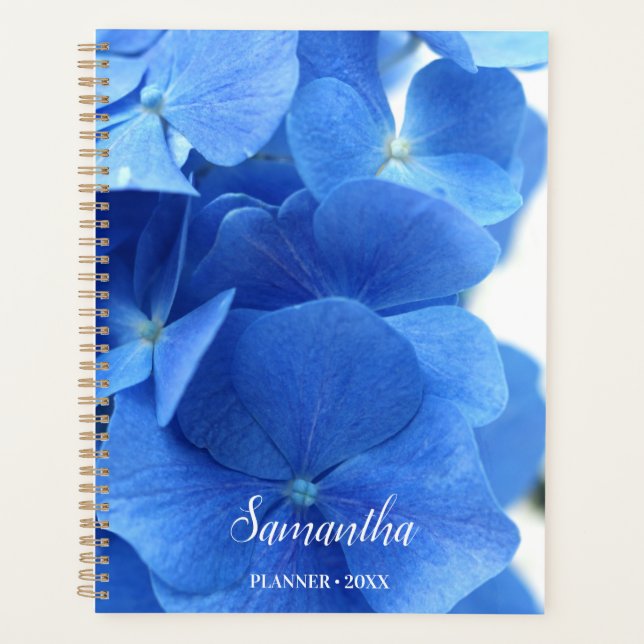 Blue Hydrangea Flowers Personalized Planner (Front)