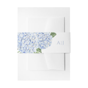 Blue Hydrangea Flowers Personalized Wedding Invitation Belly Band