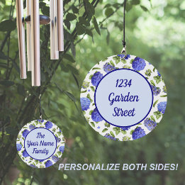 Blue Hydrangea Flowers Personalized Wind Chime