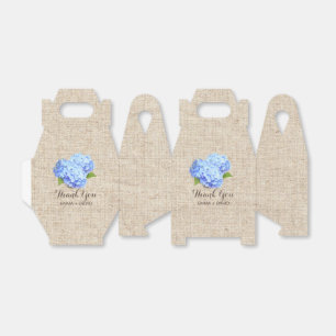 Blue Hydrangea Flowers Rustic Burlap Thank You Favor Boxes