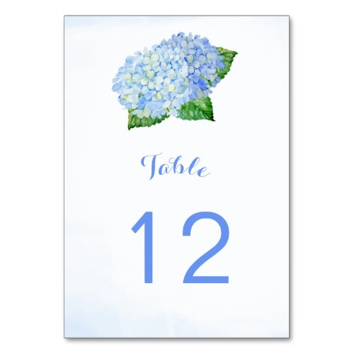 Blue Hydrangea Flowers Table Number Cards