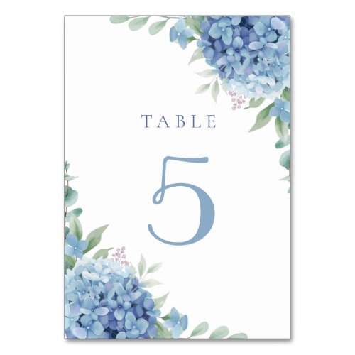 blue hydrangea flowers table table number