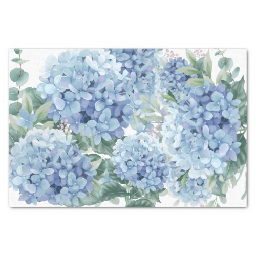 Blue hydrangea flowers tissue paper