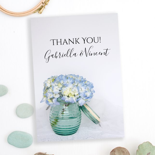 Blue Hydrangea Flowers Vase Wedding Thank You Note (Creator Uploaded)