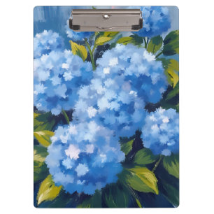 Blue Hydrangea Flowers Watercolor Floral Clipboard