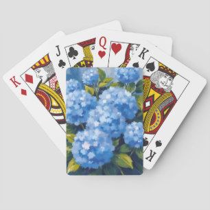 Blue Hydrangea Flowers Watercolor Floral Poker Cards