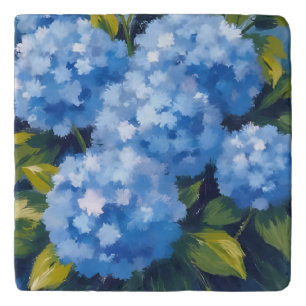 Blue Hydrangea Flowers Watercolor Floral Trivet