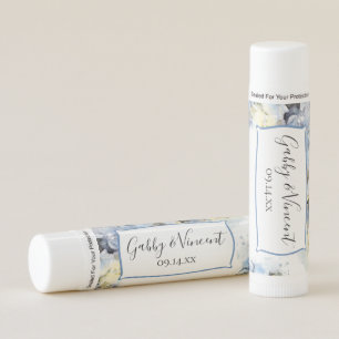 Blue Hydrangea Flowers Watercolor Wedding Favor Lip Balm