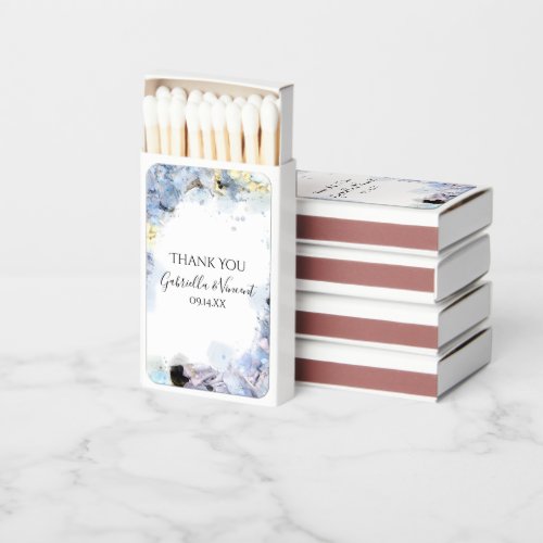 Blue Hydrangea Flowers Watercolor Wedding Favor Matchboxes