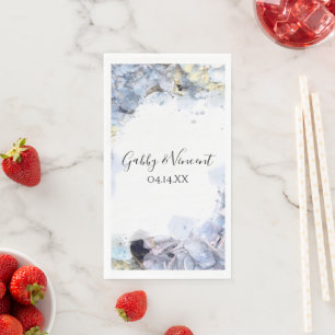 Blue Hydrangea Flowers Watercolor Wedding Paper Guest Towels