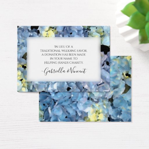 Customizable Blue Hydrangea Wedding Charity Card Business Cards