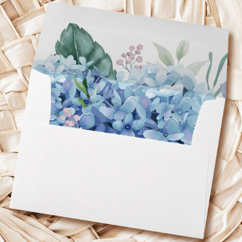 Blue Hydrangea Flowers Wedding Envelope by amoredesign at Zazzle