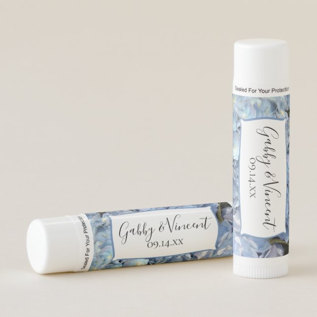 Blue Hydrangea Flowers Wedding Favor Lip Balm (Front)