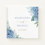 Blue Hydrangea Flowers Wedding Guest Book at Zazzle