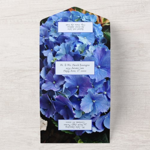 Blue Hydrangea Flowers Wedding n RSVP Invitation