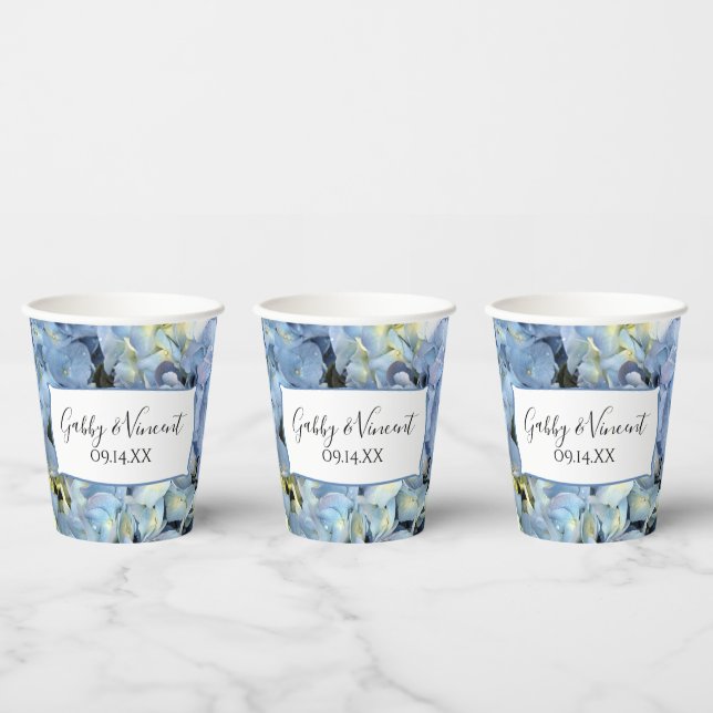 Blue Hydrangea Flowers Wedding Paper Cups (Multi)