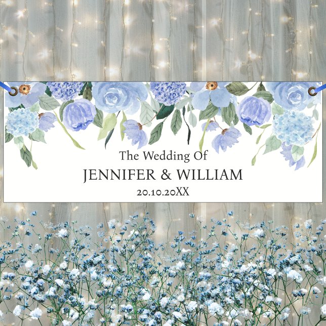 Blue Hydrangea Flowers Wedding Party Event Banner (Creator Uploaded)