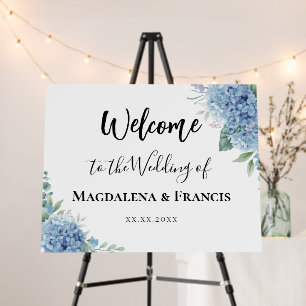 Blue Hydrangea flowers wedding welcome Foam Board