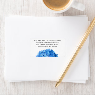 Blue Hydrangea Flowers Wide Address Labels