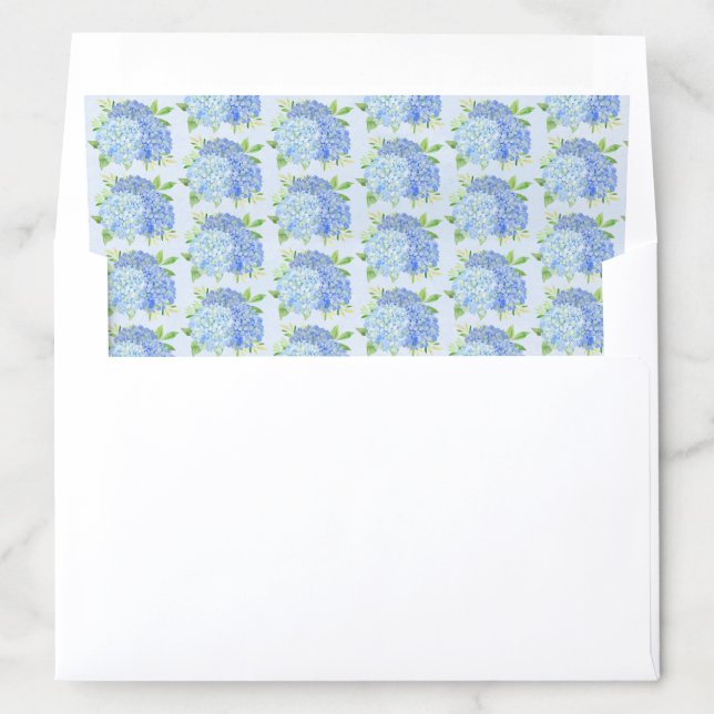 Blue Hydrangea Foliage Watercolor Floral Envelope Liner (In Envelope)