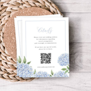 Blue Hydrangea Frame Calligraphy Detail QR Code Enclosure Card
