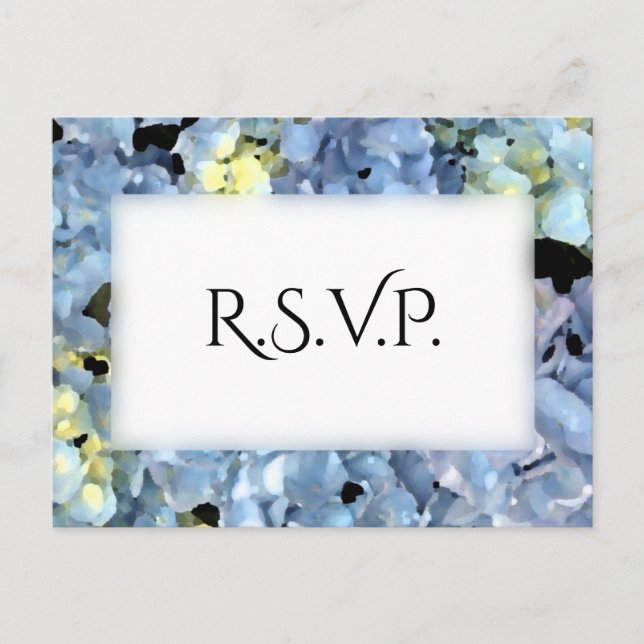 Blue Hydrangea Frame Wedding RSVP Response Invitation Postcard (Front)