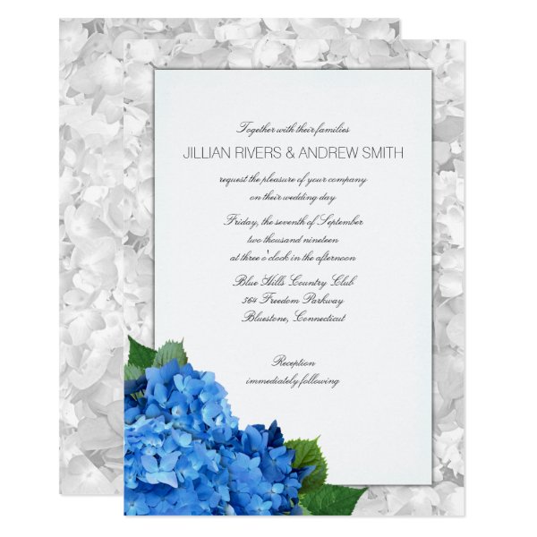 Blue Hydrangea Wedding Invitations Rustic Wedding Invitations