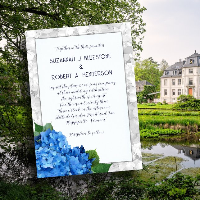 Blue Hydrangea Framed Layered Wedding Invitation (Creator Uploaded)