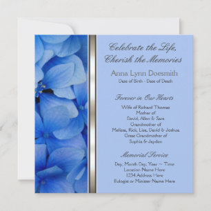 Blue Hydrangea Funeral Announcements