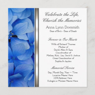 Blue Hydrangea Funeral Announcements